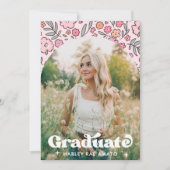 Pink Floral Graduation Invitation 招待状 (正面)
