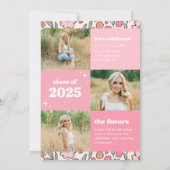 Pink Floral Graduation Invitation 招待状 (裏面)