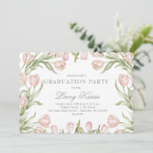 Pink Floral Graduation Party Invitation 招待状 (スタンド正面)