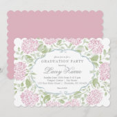 Pink Floral Graduation Party Invitation 招待状 (正面/裏面)