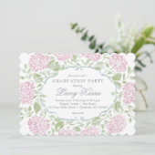 Pink Floral Graduation Party Invitation 招待状 (スタンド正面)