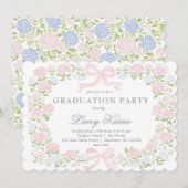 Pink Floral Graduation Party Invitation 招待状 (正面/裏面)