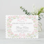 Pink Floral Graduation Party Invitation 招待状 (スタンド正面)