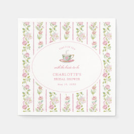 Pink Floral Grandmillennial Bridal Tea Party  スタンダードカクテルナプキン