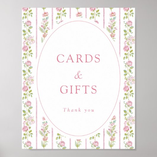 Pink Floral Grandmillennial Cards & Gifts ポスター (正面)