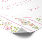 Pink Floral Grandmillennial Flower Bar ポスター (角)