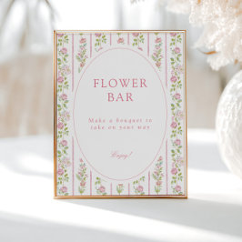 Pink Floral Grandmillennial Flower Bar ポスター