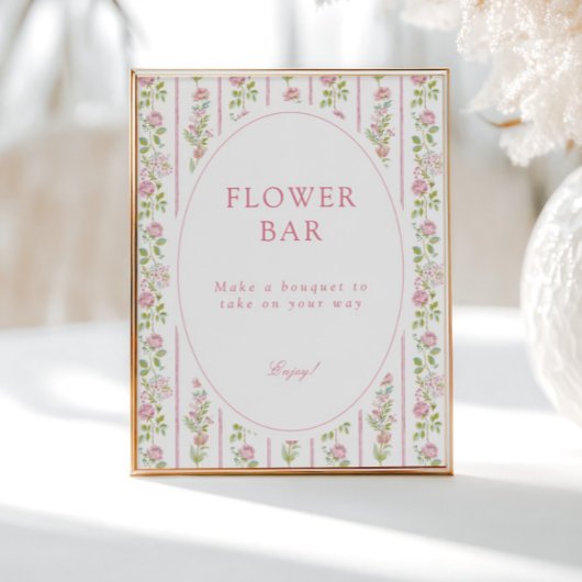 Pink Floral Grandmillennial Flower Bar ポスター
