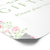 Pink Floral Greenery Cards and Gifts Sign Poster ポスター (角)