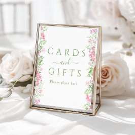 Pink Floral Greenery Cards and Gifts Sign Poster ポスター