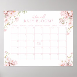 Pink Floral Guess Due Date Baby Girl Bloom ポスター