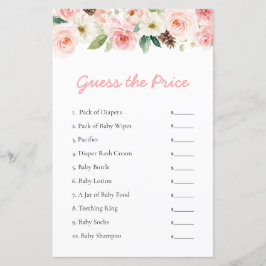 Pink Floral Guess the Price Baby Shower Game