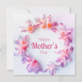 Pink Floral Happy Mother’s Day Elegant Watercolor 案内状