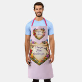 Pink Floral Heart  Kitchen Apron for Mom エプロン (着用した状態)