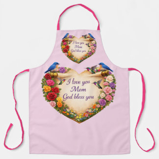 Pink Floral Heart  Kitchen Apron for Mom エプロン