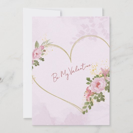 Pink Floral Heart Valentine Card シーズンカード (正面)