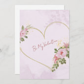 Pink Floral Heart Valentine Card シーズンカード (正面/裏面)