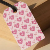 Pink Floral Hearts Pattern ギフトタグ