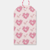 Pink Floral Hearts Pattern ギフトタグ (正面)