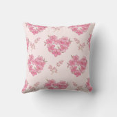 Pink Floral Hearts Pattern クッション (裏面)