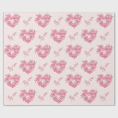 Pink Floral Hearts Pattern ラッピングペーパー (フラット)