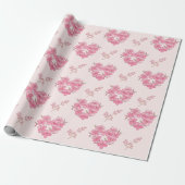 Pink Floral Hearts Pattern ラッピングペーパー (アンロールド)