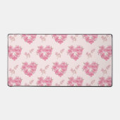 Pink Floral Hearts Pattern Desk Mat デスクマット (正面)