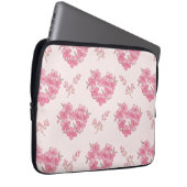 Pink Floral Hearts Pattern Electronics Bag ラップトップスリーブ (正面右)