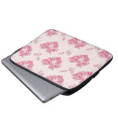 Pink Floral Hearts Pattern Electronics Bag ラップトップスリーブ (正面下部)