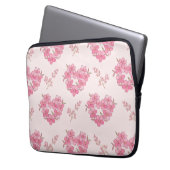 Pink Floral Hearts Pattern Electronics Bag ラップトップスリーブ (正面左)