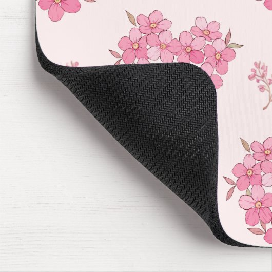 Pink Floral Hearts Pattern Mousepad マウスパッド (コーナー)