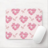 Pink Floral Hearts Pattern Mousepad マウスパッド (マウス)