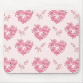 Pink Floral Hearts Pattern Mousepad マウスパッド (正面)