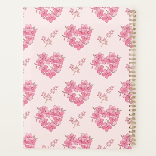 Pink Floral Hearts Pattern Planner プランナー手帳 (裏面)