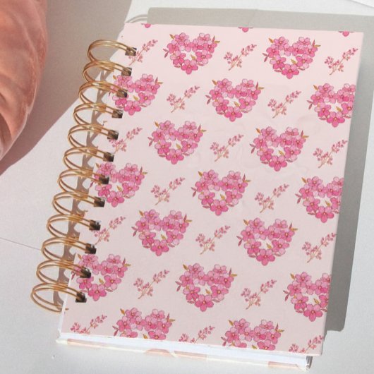 Pink Floral Hearts Pattern Planner プランナー手帳