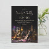 Pink Floral High Heel Shoes Brunch and Bubbly 招待状 (スタンド正面)