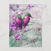 Pink Floral Hummingbirds ポストカード (正面)