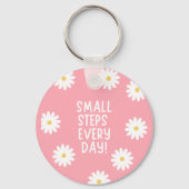 Pink Floral Inspiration – Small Steps Every Day  キーホルダー (裏面)