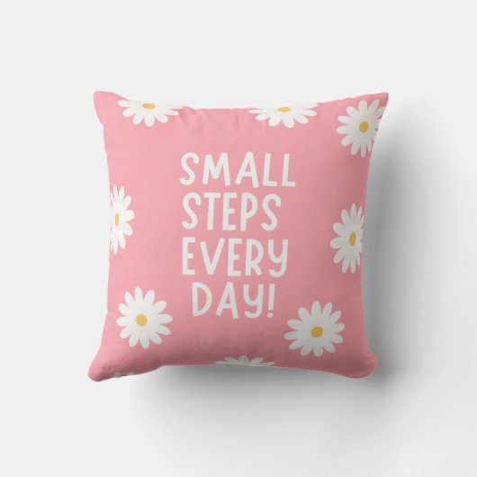 Pink Floral Inspiration – Small Steps Every Day クッション (裏面)