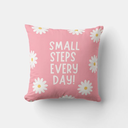 Pink Floral Inspiration – Small Steps Every Day クッション (正面)