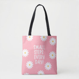 Pink Floral Inspiration – Small Steps Every Day トートバッグ