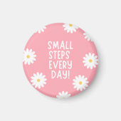 Pink Floral Inspiration – Small Steps Every Day マグネット (正面)