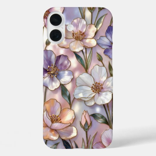 Pink Floral iPhone Case Stained Glass Elegant Case-Mate iPhoneケース (裏面)