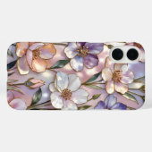 Pink Floral iPhone Case Stained Glass Elegant Case-Mate iPhoneケース (裏面 (横))