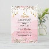 Pink Floral Islamic baby girl Aqiqa Aqeeqa 招待状 (スタンド正面)