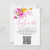 Pink Floral Just a Note Baby Shower Card 招待状 (正面)
