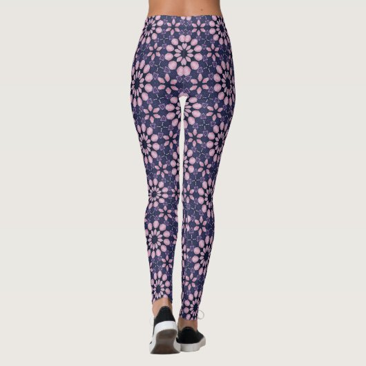 Pink Floral Kaleidoscope Pattern Leggings レギンス (裏面)