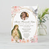 Pink Floral Lady of Guadalupe Catholic Spanish Fun 招待状 (スタンド正面)