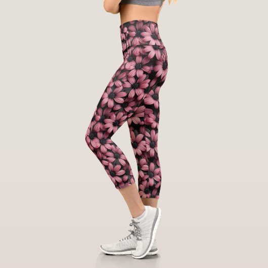 Pink Floral Leggings カプリレギンス (左)