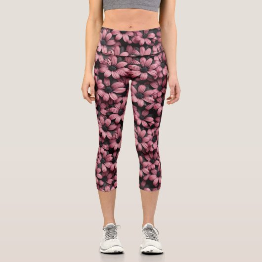 Pink Floral Leggings カプリレギンス (正面)